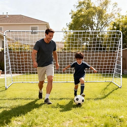 Miniatura 6 de JungleA Juego de porterías de fútbol portátiles para patio trasero para niños y adultos, juego de portería de fútbol grande de 12 x 6 pies para