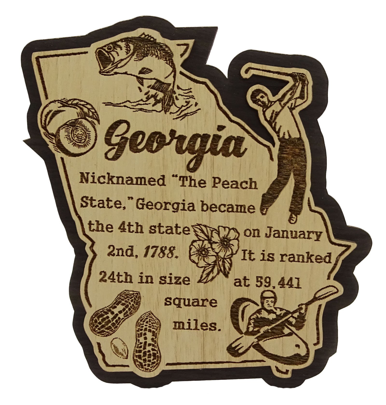 Printtoo USA Georgia State Map Wooden Magnet Souvenir Fridge Magnet Gift