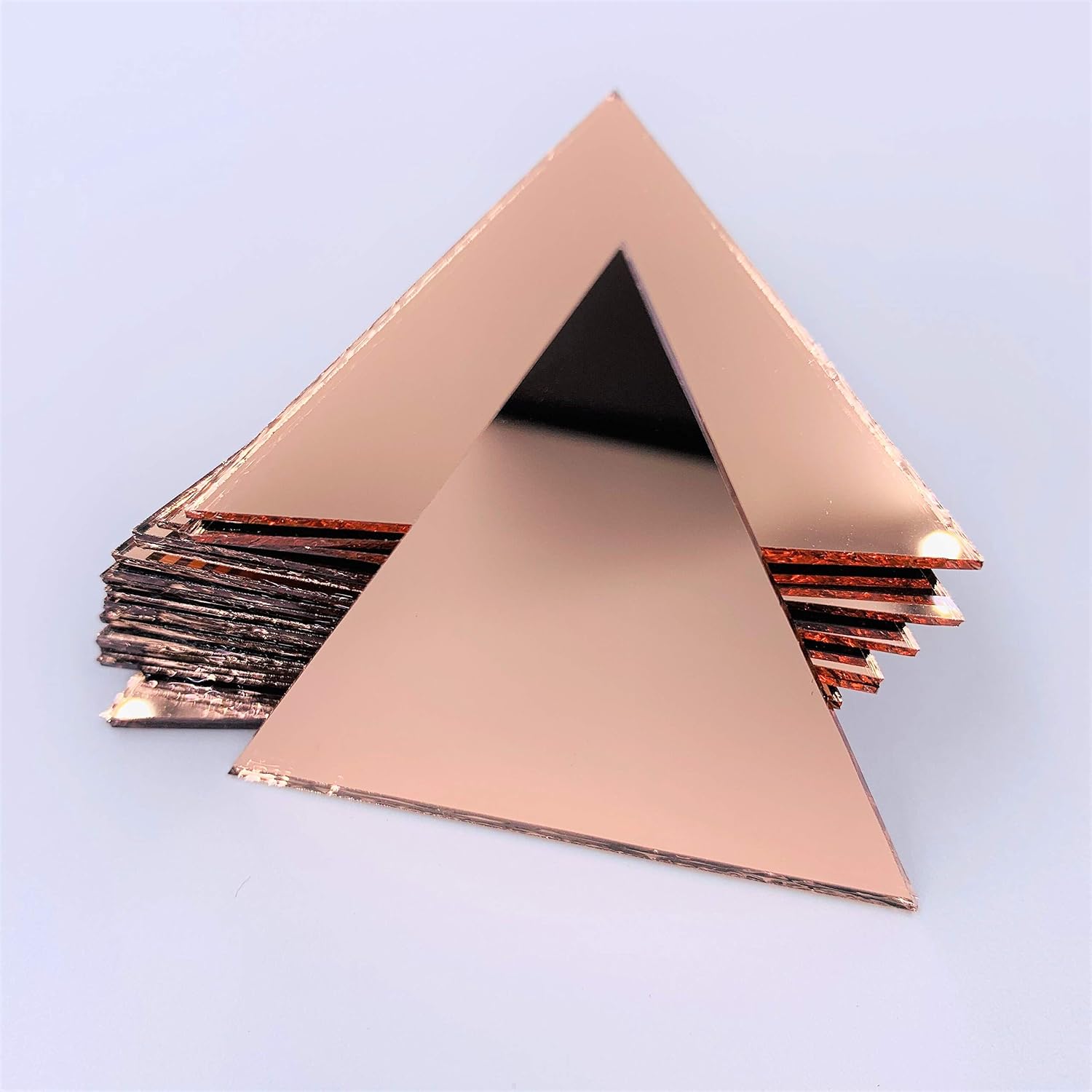 2 inch (50.8 mm) Triangle Mirror Mosaic Tile Craft Mirrors 50pcs (Rose Gold)