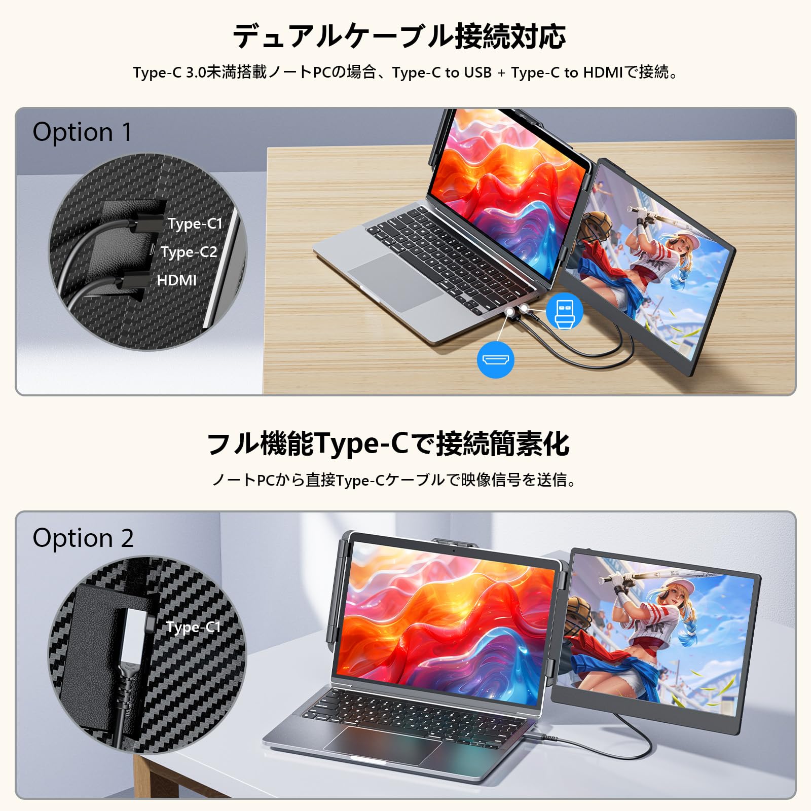 Amazon.co.jp: LGGST Portable Monitor Dual Monitor 14 Inch FHD