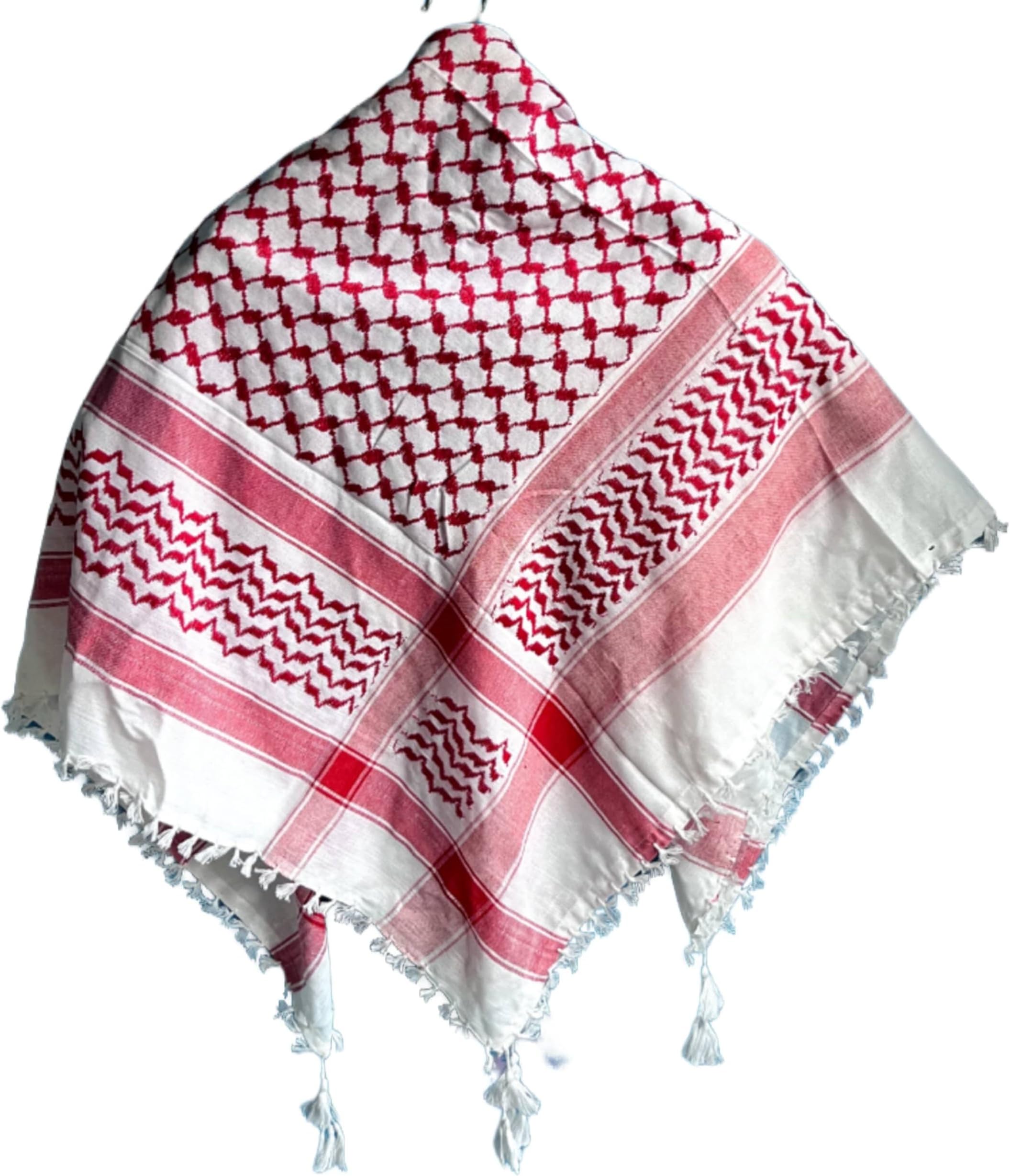 Palestine Keffiyeh Shemagh Unisex Scarf 48x48 Cotton Arafat Hatta Arab Style Scarf With Long Tassle