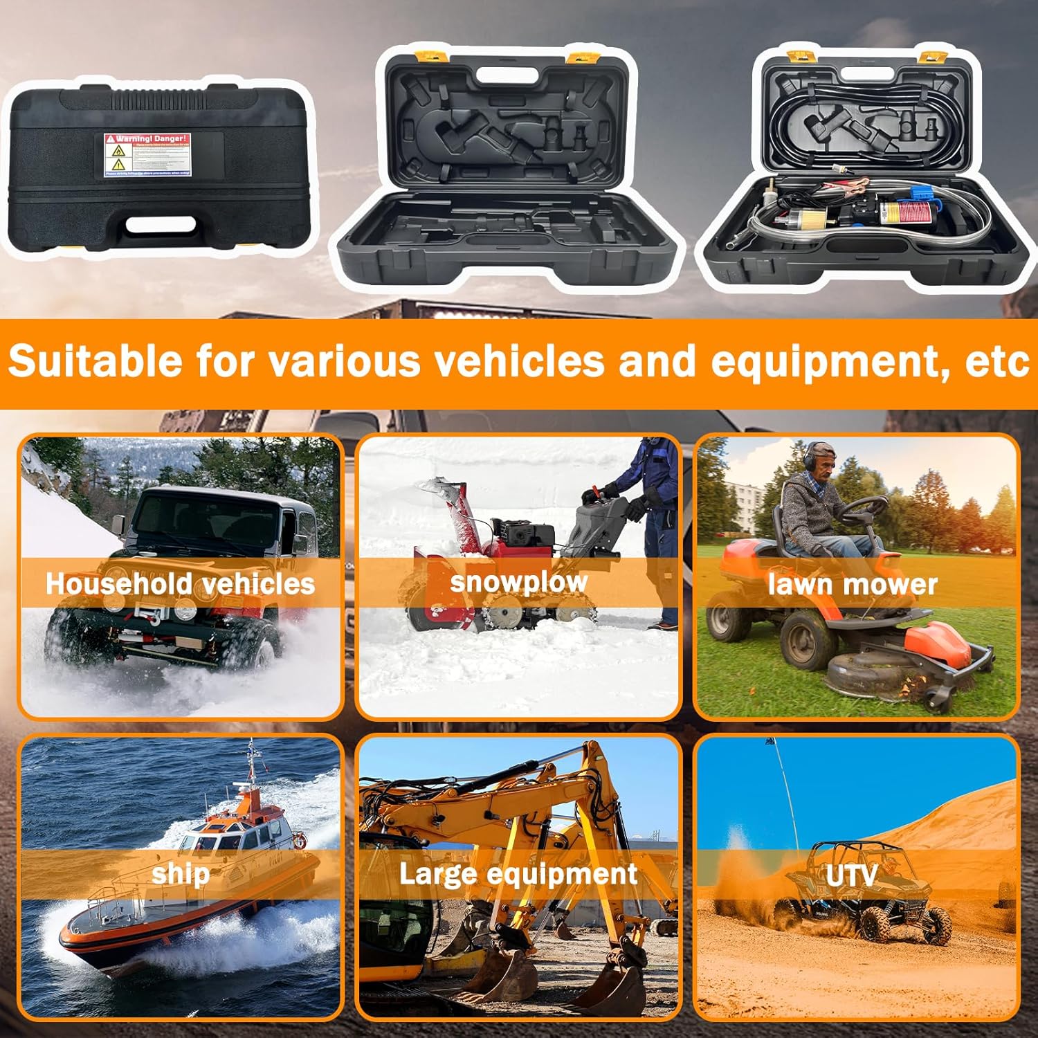 12v Fuel Transfer Pump Set,Gasoline Transfer Pump Moves 85 Gallons of Gas or Diesel Per Hour, Electric Fuel Pump with 70W DC Motor &Patented Pulley Lead Pipe For Car,Boats,Utv,Equipment