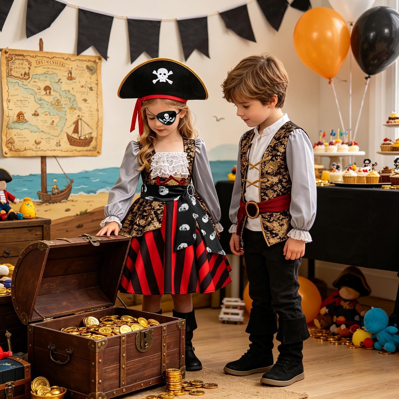 Dziewczęcy kostium pirata, Cosplay, Halloween, miękkie rekwizyty z