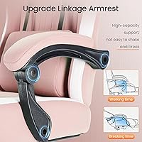 Vista 24 de DUMOS Silla de juegos con reposabrazos de conexión, sillas de videojuegos con cojín de resorte de bolsillo, silla ergonómica para computadora