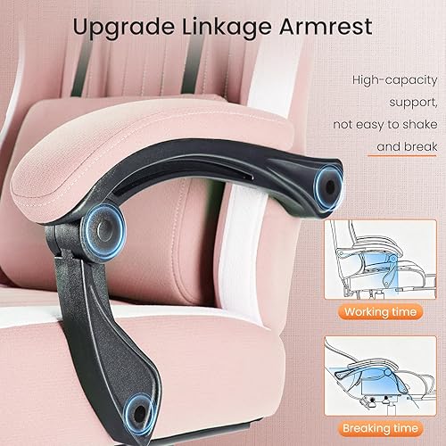 Miniatura 3 de DUMOS Silla de juegos con reposabrazos de conexión, sillas de videojuegos con cojín de resorte de bolsillo, silla ergonómica para computadora, silla