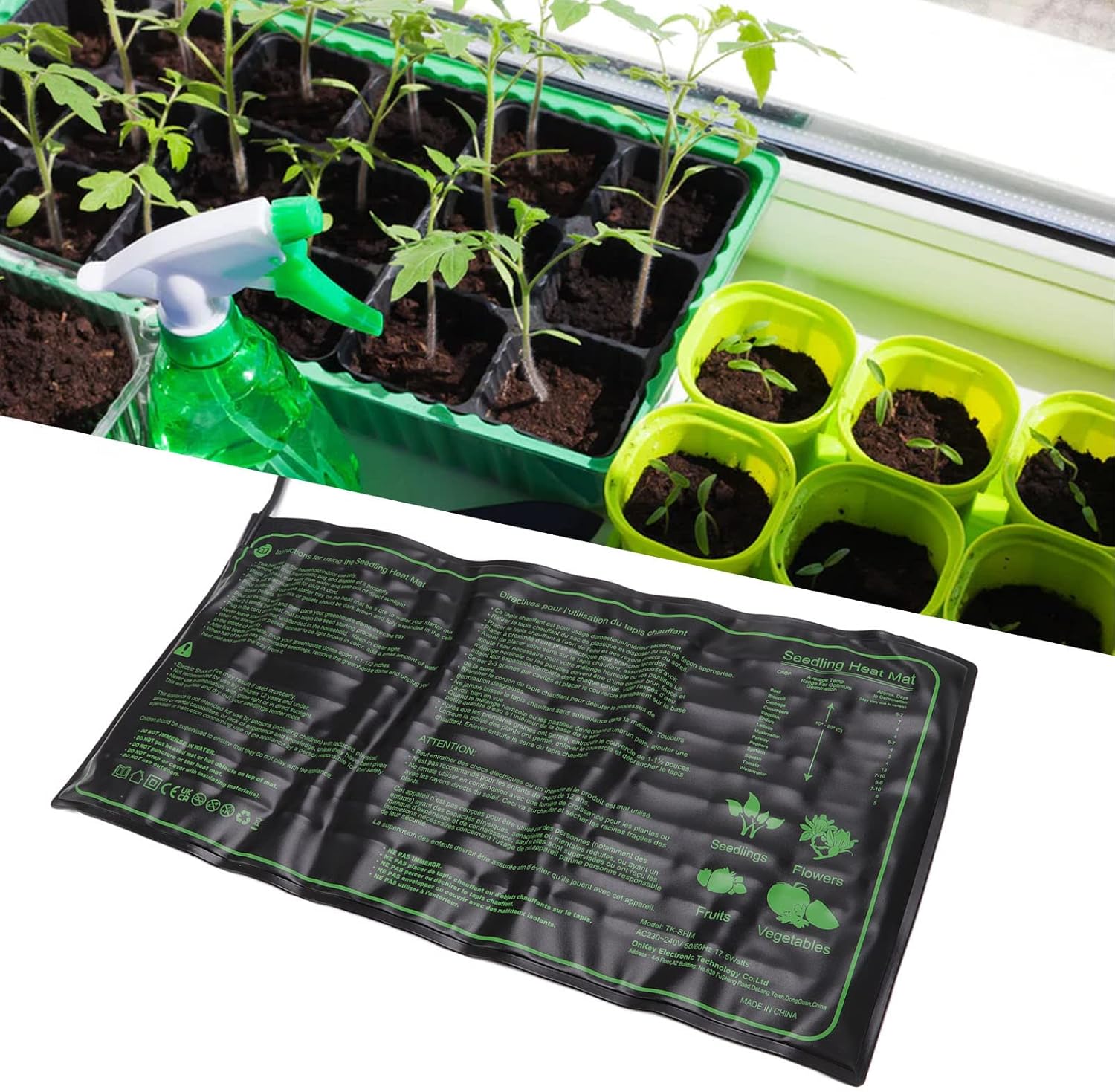 2Pcs Waterproof Seedling Heat Mat, 19.7 X 10in Plant Seed Germination Growth Constant Temperature Pad, Warm Hydroponic Heating Pad for Indoor Home Gardening, Greenhouse(110V-US)