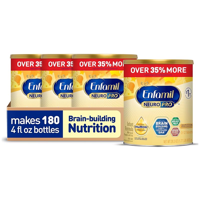 Enfamil NeuroPro Baby Formula Brain Building Duo DHA & MFGM, 28.3 Oz , 4 CT 28.3 Count (Pack of 4) Value Can