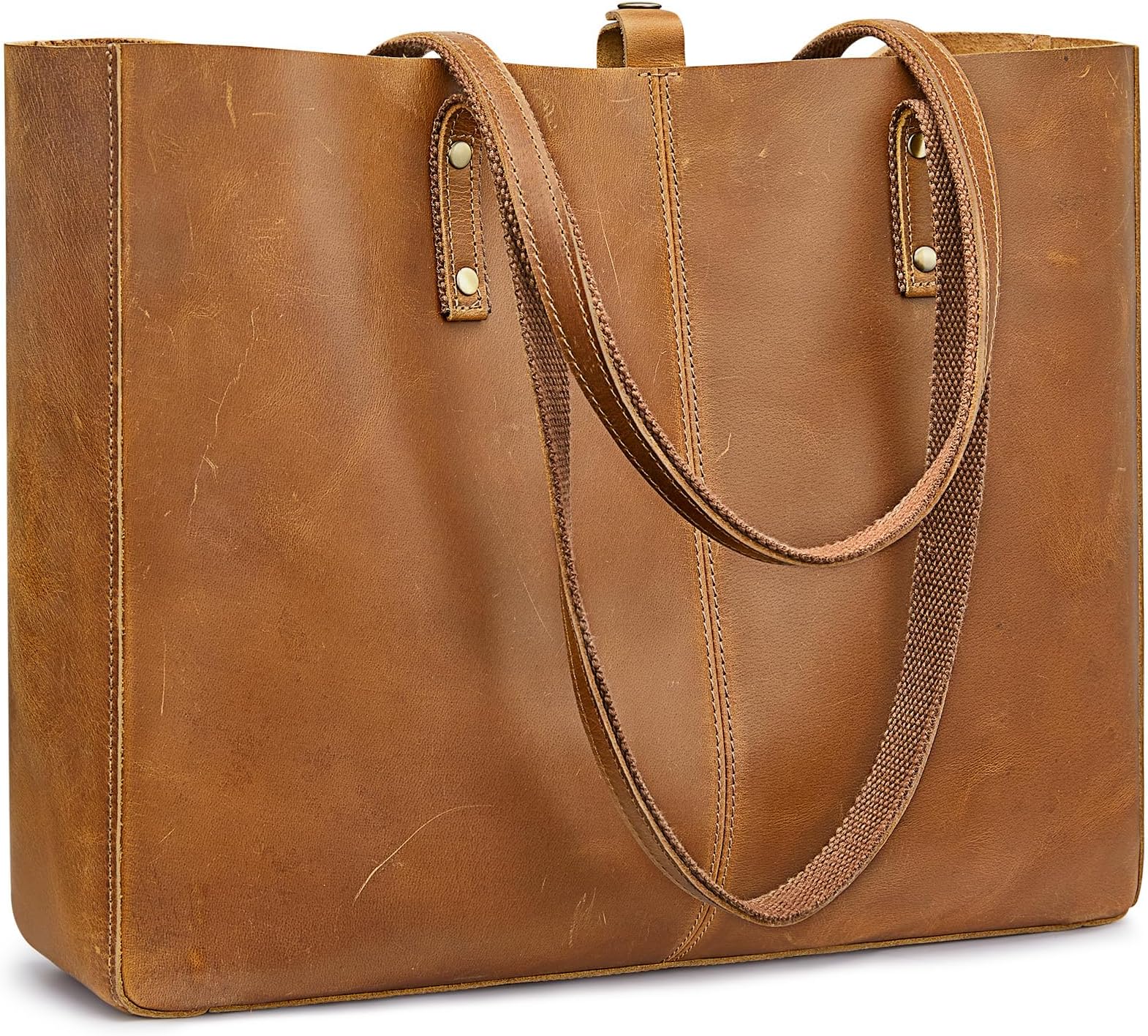 S-ZONE Women Vintage Crazy Horse Leather Tote Retro Shoulder Bag Large Handbag Purse