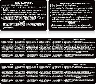 12 Pcs Miranda Warning Card Metal Miranda Rights Card Engraved Standard Field Sobriety Test Clues for Law Enforcement, Police, Black Privilege (Spanish and English)