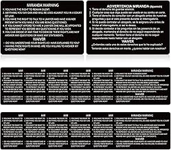 12 Pcs Miranda Warning Card Metal Miranda Rights Card Engraved Standard Field Sobriety Test Clues for Law Enforcement, Police, Black Privilege (Spanish and English)