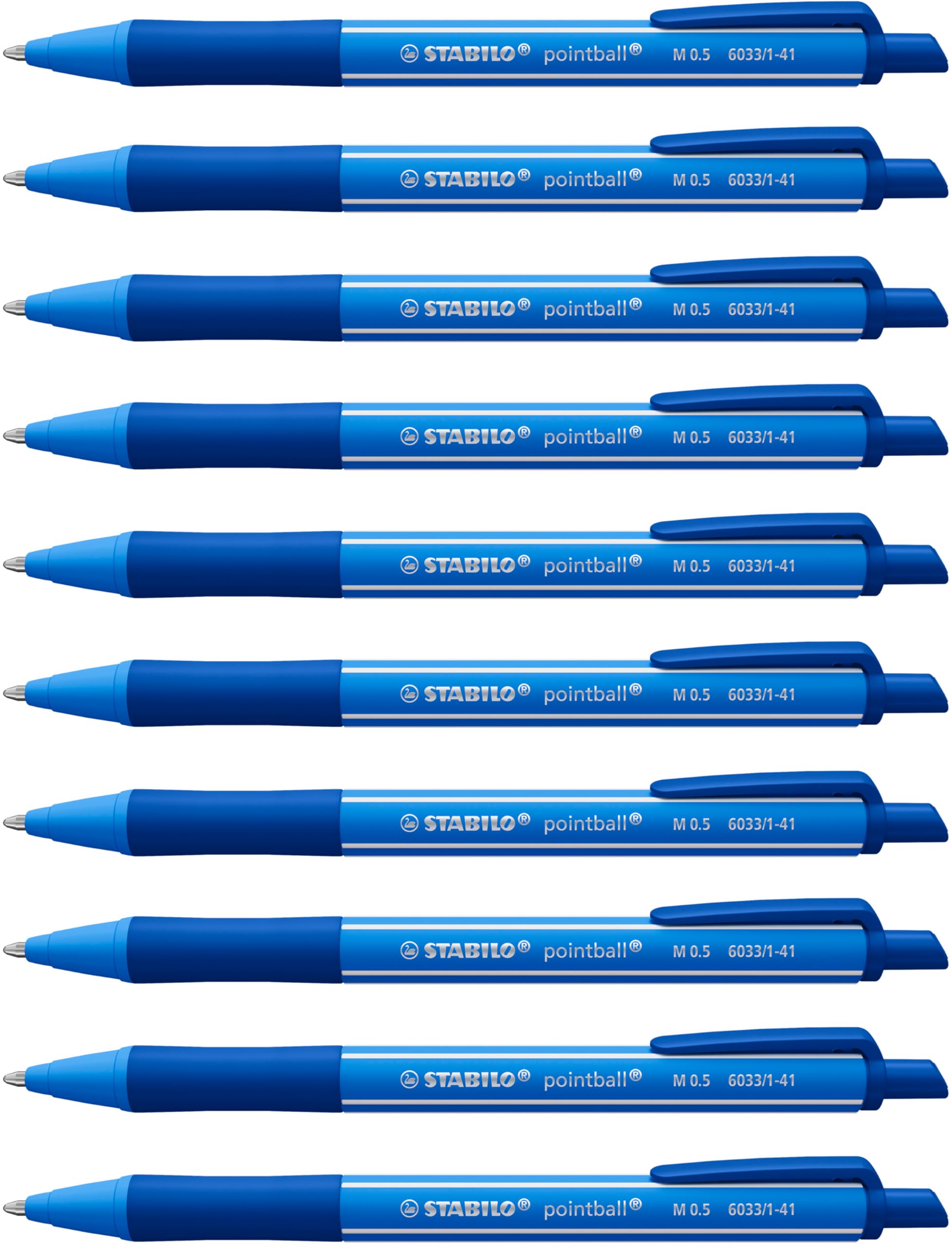STABILO pointball colorful - Ballpoint Pen - Pack of 10 - Ultramarine with Blue Ink