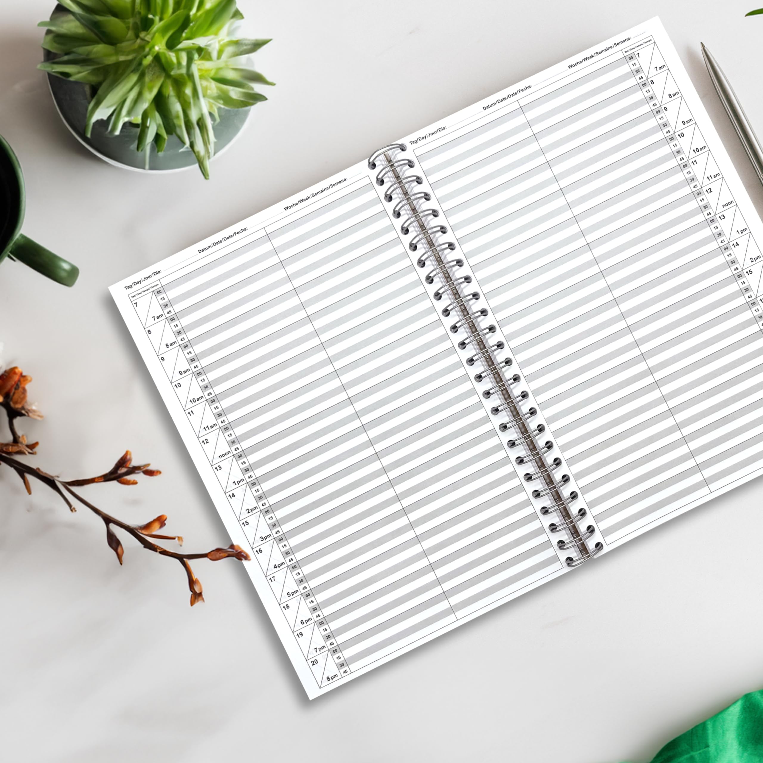 Agenda para peluquería con 1 – 10 empleados, ritmo de 15/30 minutos, para 306 días, registro libre 2 Mitarbeiter 15 Minuten Taktung