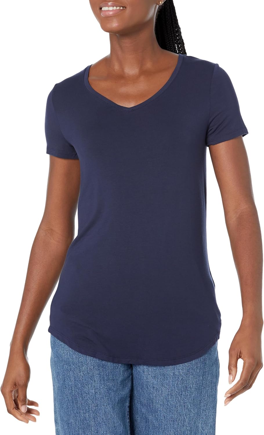 Amazon Essentials Women’s Relaxed-Fit Short-Sleeve V-Neck Tunic (Available in Plus Size), Multipacks