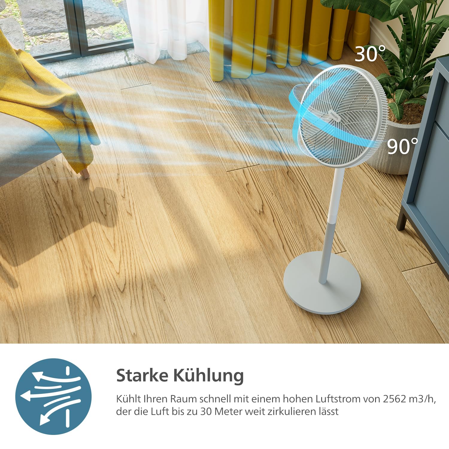 PHILIPS Ventilator Serie 2000 SilentWings 19 dB 2-in-1 Tisch- & Standventilator Weiß CX2550/00