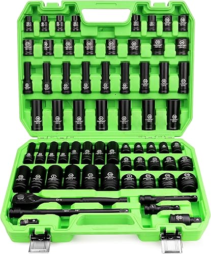 Miniatura 25 de SWANLAKE - Juego de 9 llaves de impacto métricas de 1/2 pulgada, tuerca de eje de husillo, 1.142 in-1.496 in, CR-V