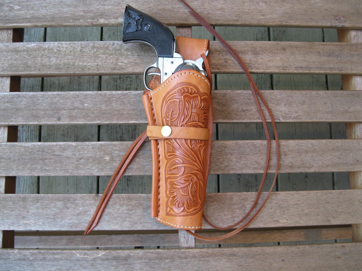.38 Caliber Left and Right Handed Tooled Leather Holster