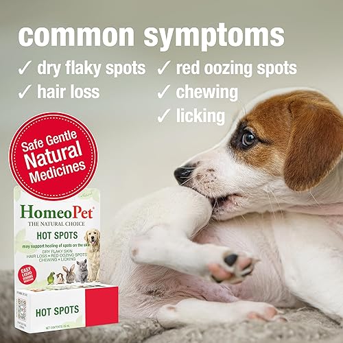 Miniatura 3 de HomeoPet Puntos calientes, medicina calmante para la piel de gatos y perros segura y natural para piel roja, irritada y escamosa de mascotas, 0.5 fl