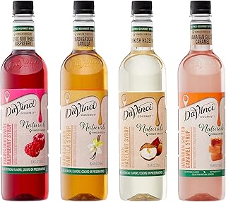 DaVinci Gourmet Naturals Syrup, Variety Pack - Hawaiian Salted Caramel, Madagascar Vanilla, Pacific Northwest Raspberry, Turkish Hazelnut (Pack of 4)