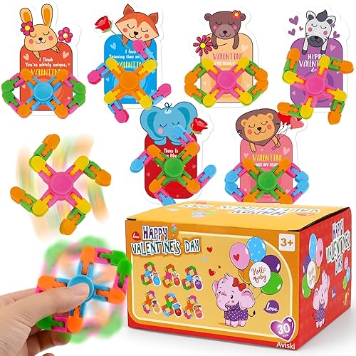 Miniatura 1 de 32 piezas de regalos para el día de San Valentín para niños  Wacky Tracks Fidget Spinner con tarjetas de felicitación del día de San Valentín para