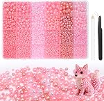 Morcheiong 10000 Pcs Flatback Pearl 3-8mm Half Pearl Bead for DIY Decoration of Nail Art Makeup Wedding Dresses Graduation Caps BagS DIY Making (Pink)