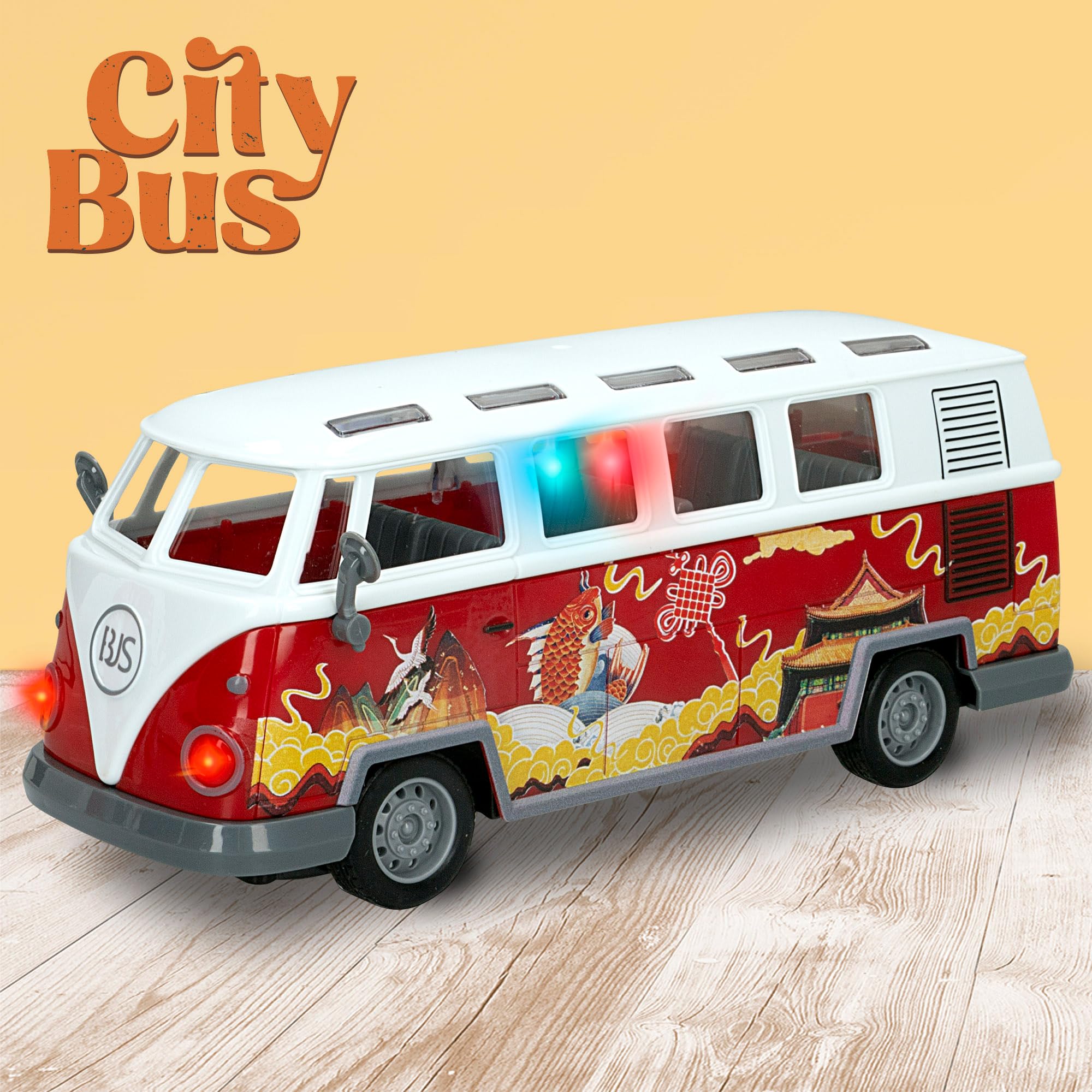 ColorBaby Speed & Go - Autobús teledirigido con Luces de Colores, Bus radiocontrol, Retro, Escala 1:30, Mando 27 MH.z, 5 km/h, 4 Funciones, Coches teledirigidos para niños, 4 años, 47530