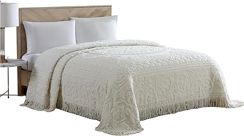Beatrice Home Fashions Medallón de chenilla King marfil