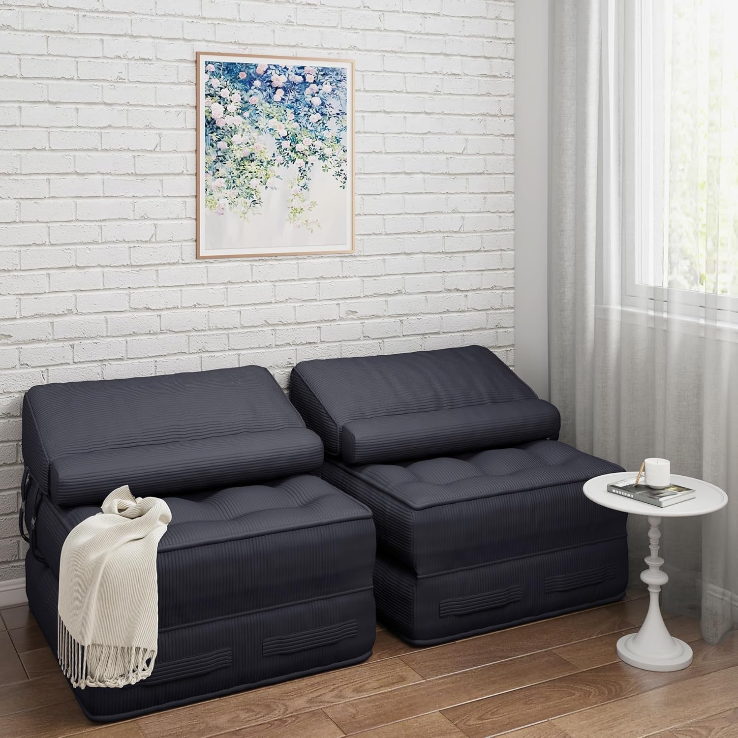 Folding Sleeper Chair Bed - Adults Convertible Sofa Chair for Living Room, Bedroom, Black