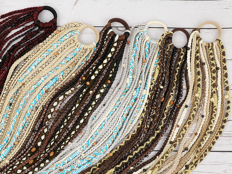 Handmade Boho Dreadlock Ponytail Holder Decorative Beads - Grey & Blonde- BN 24” Full set, blonde BOHO decorated PONYTAIL clip-in! main image 4
