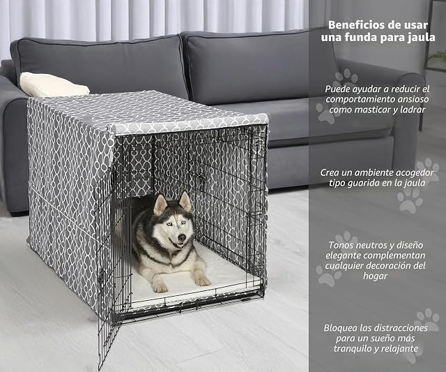 Foto 2 de 7 de MidWest Homes for Pets - Funda para jaula de perro XL con protector de tela de teflón, funda de privacidad…