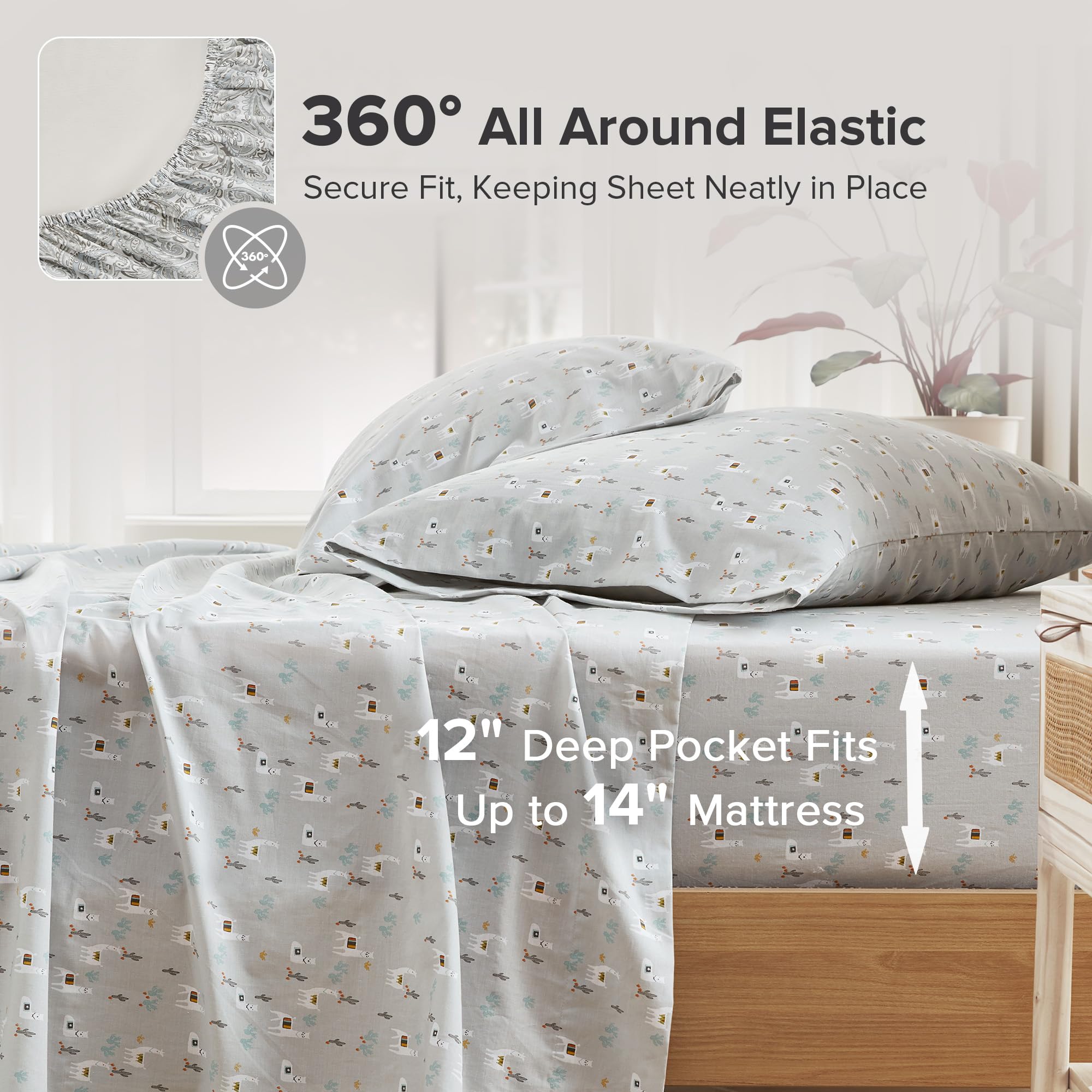 Comfort Spaces 100% Cotton Sheet Set Breathable, Lightweight, Soft with 12" Elastic Pocket Fits up to 14" Mattress - Image 2