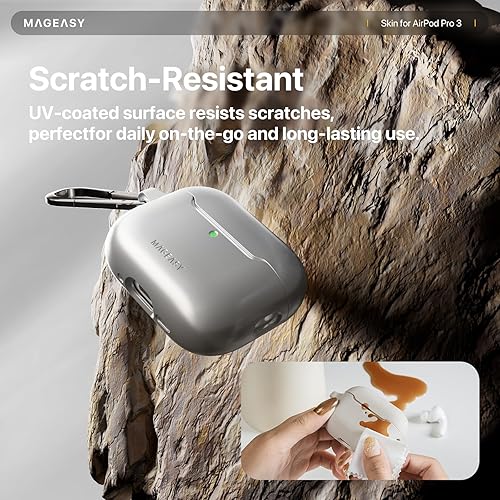 Miniatura 4 de MAGEASY Funda diseñada para estuche de AirPods Pro 3 - Funda protectora a prueba de golpes para AirPods Pro 3, resistente a las manchas, suave y