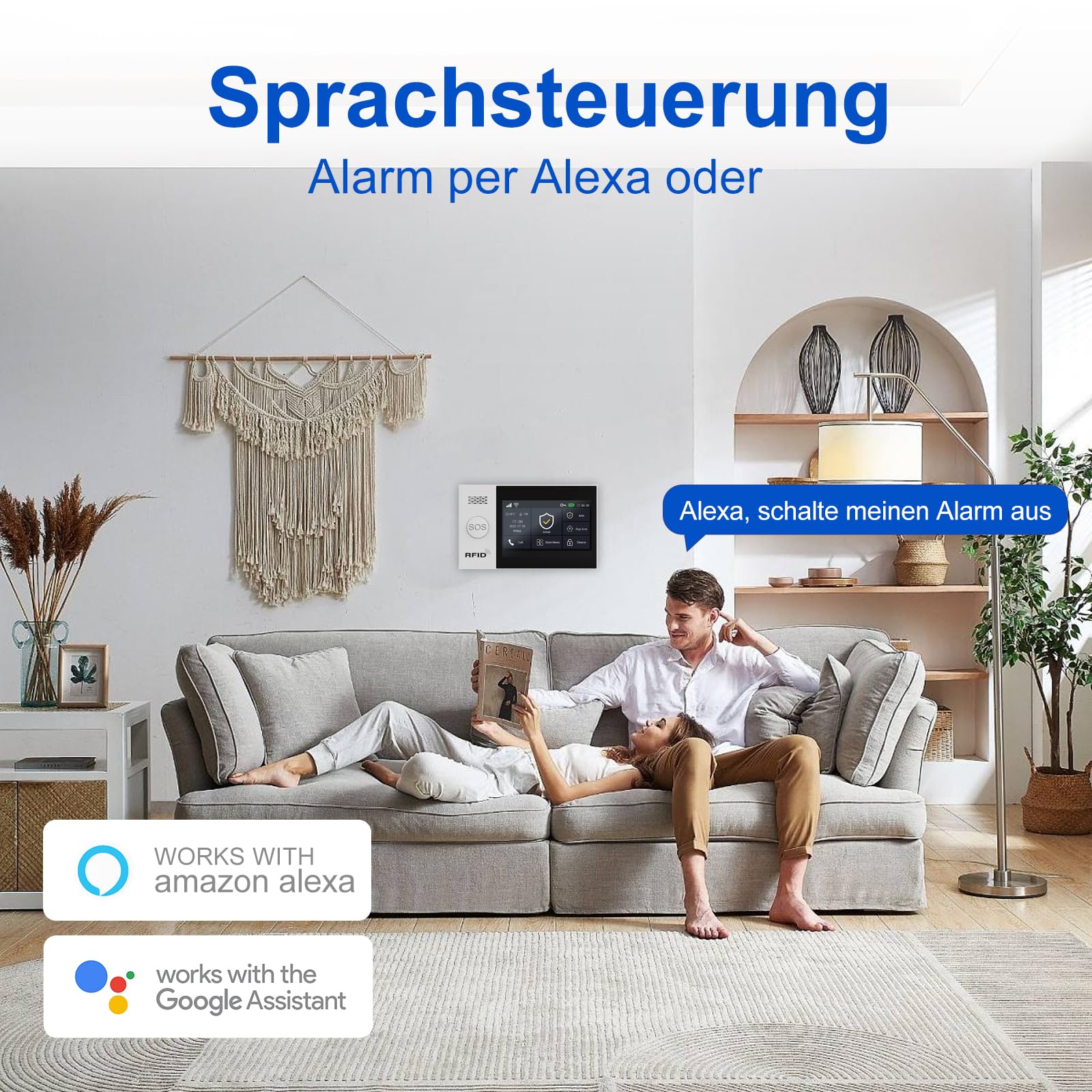 WiFi+4G Alarmanlage Haus mit 4,3" Touchscreen, Komplettes Sicherheitssystem für Haus & Wohnung mit Tür-/Fenstersensor, Bewegungsmelder, 120dB Sirene, Alexa kompatibel, ohne Gebühren (24-teiliges Set)