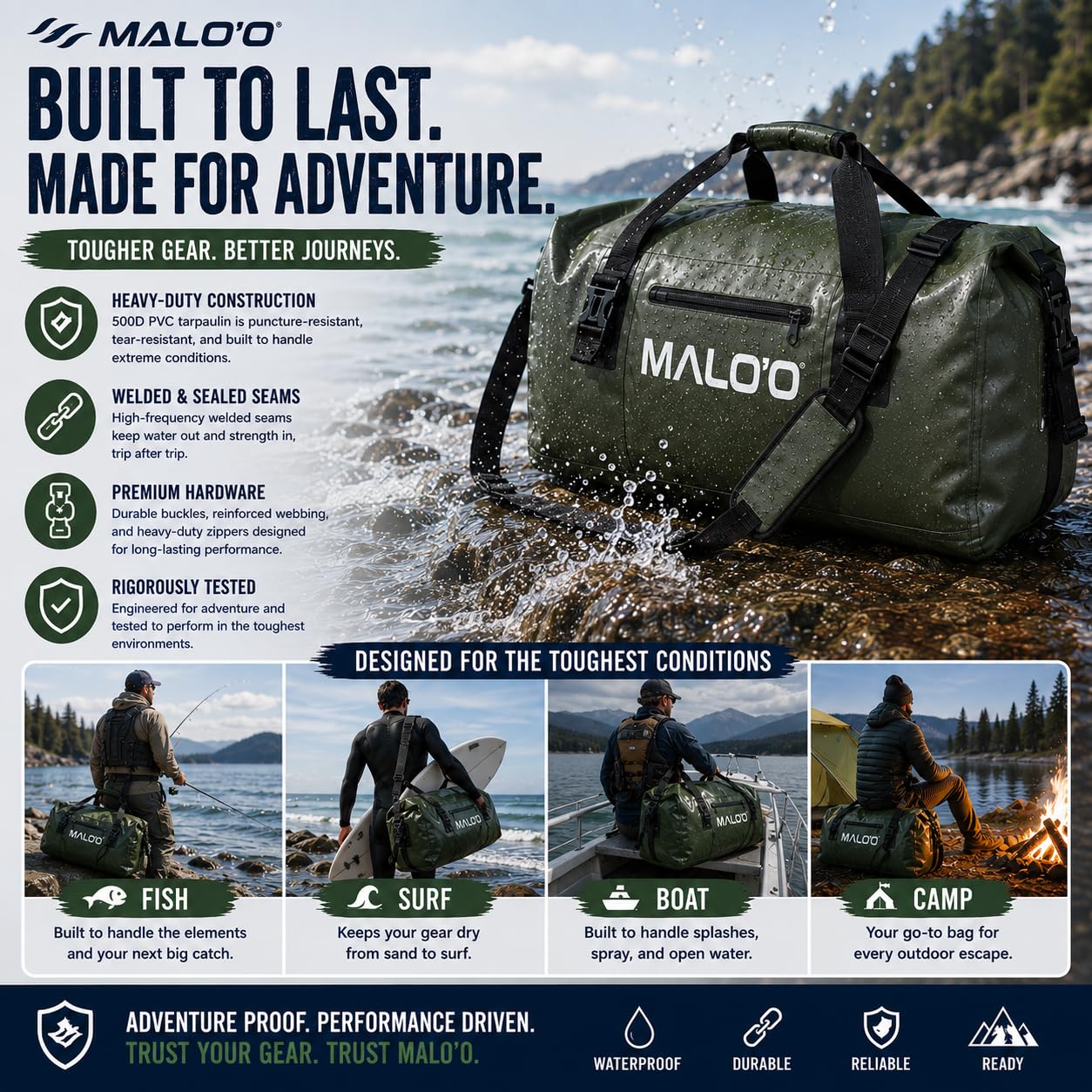 Malo'o Drypack Dry Bag, Czarny, (100L) EU, Ogólne