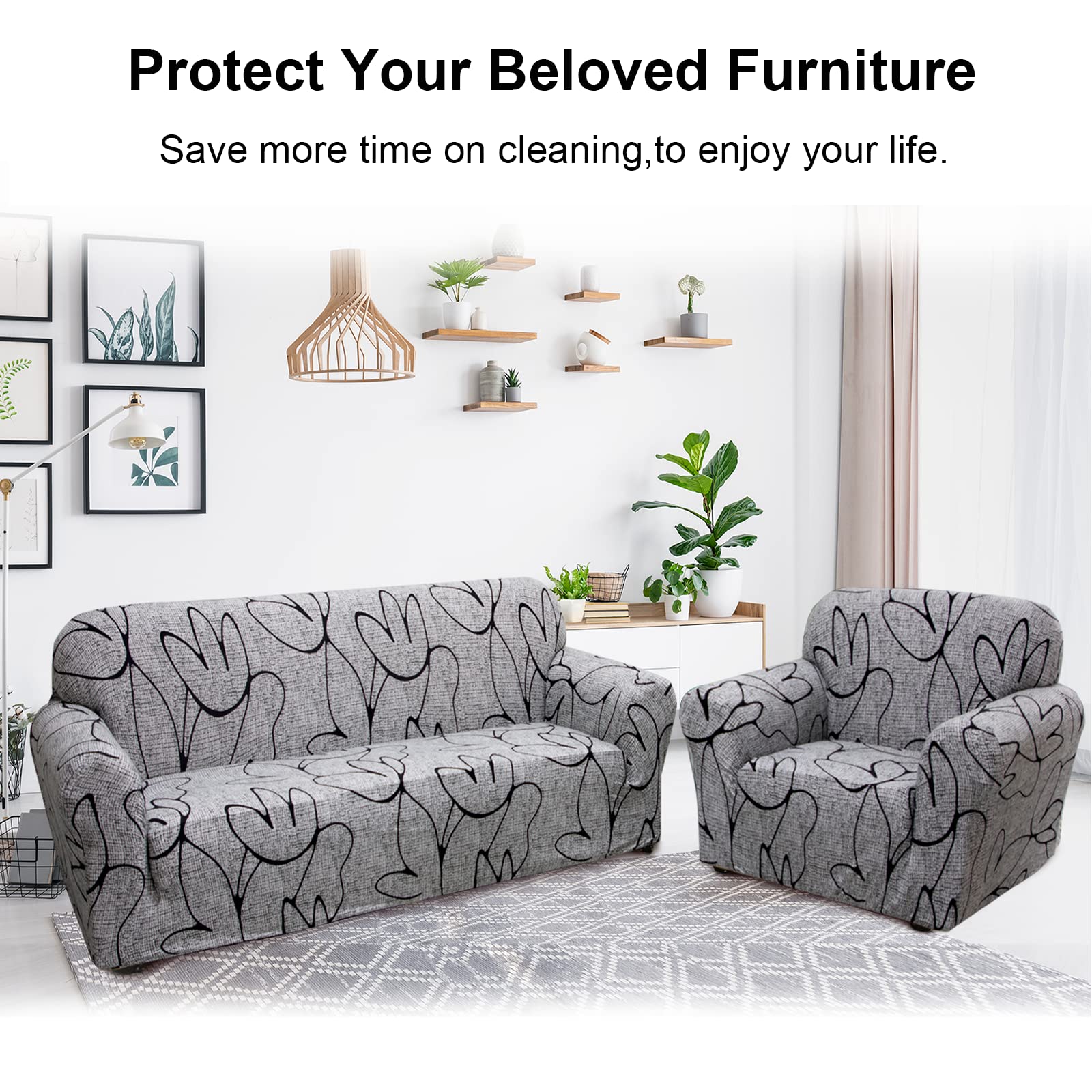 Jaotto Federe Confezione da 2 Federe Cuscini Divano Decorativi Fodere Quadrati Spandex 45x45cm Cuscino Copricuscini per Soggiorno Camera da Letto Casa(Stile Grigio,Set di 2)