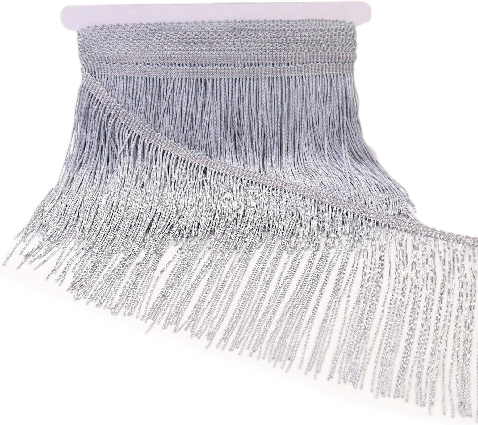 GXTIZAS Silver Fringe Trim 6 Inch Fringe Tassel 5 Yards Chainette Sewing Lace Trim for DIY Crafts Clothes Home Party Decoration