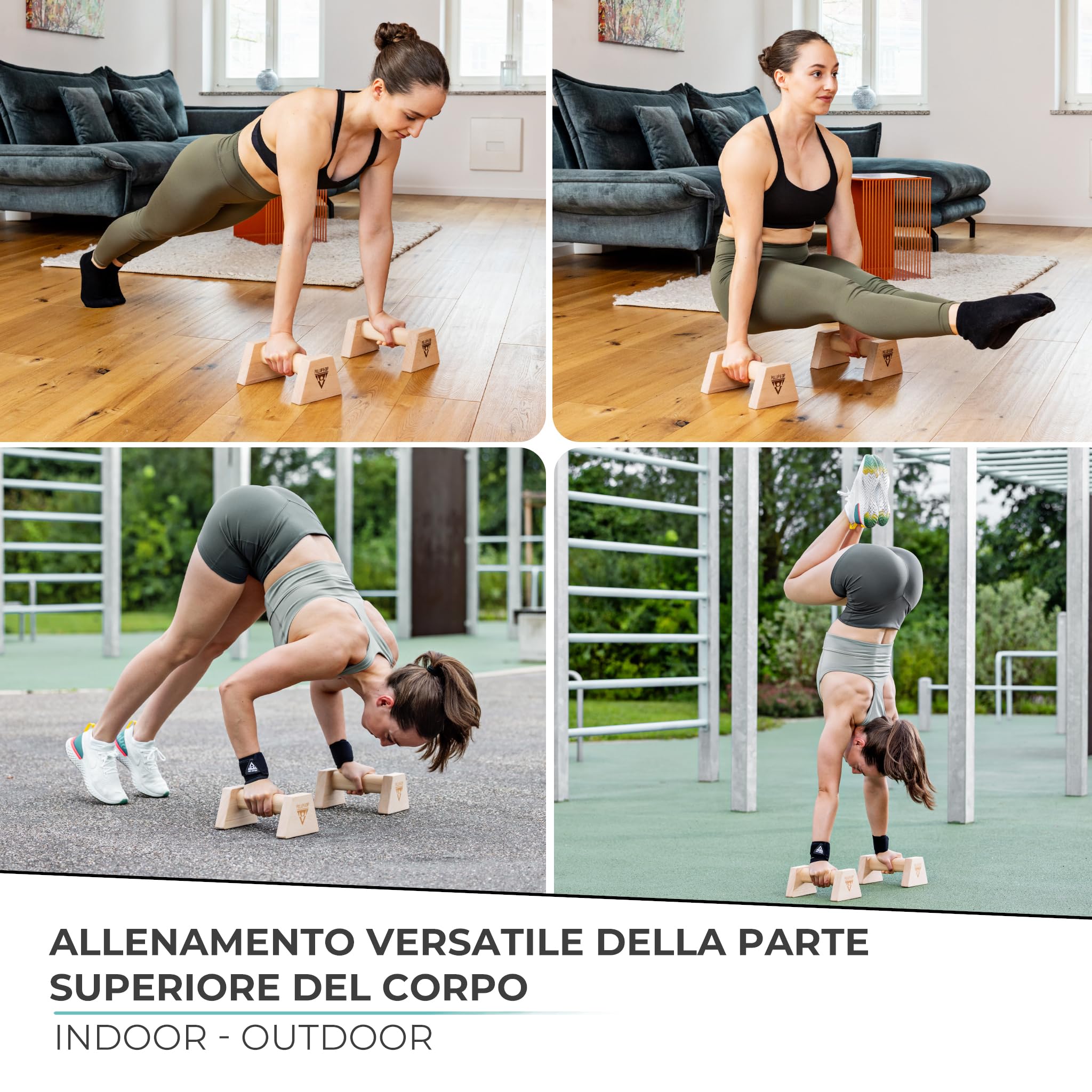 Barre per flessioni PULLUP & DIP in legno,per i polsi - maniglie ergonomiche per le mani, barre per flessioni antiscivolo per ginnastica ritmica, fitness e allenamento della parte superiore del corpo