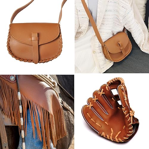 Miniatura 3 de TeeLiy Cordón plano de cuero genuino de 0.118 pulgadas (0.118 in) con cordones de cuero de vaca de grano completo, cordón trenzado (Atlantis_5