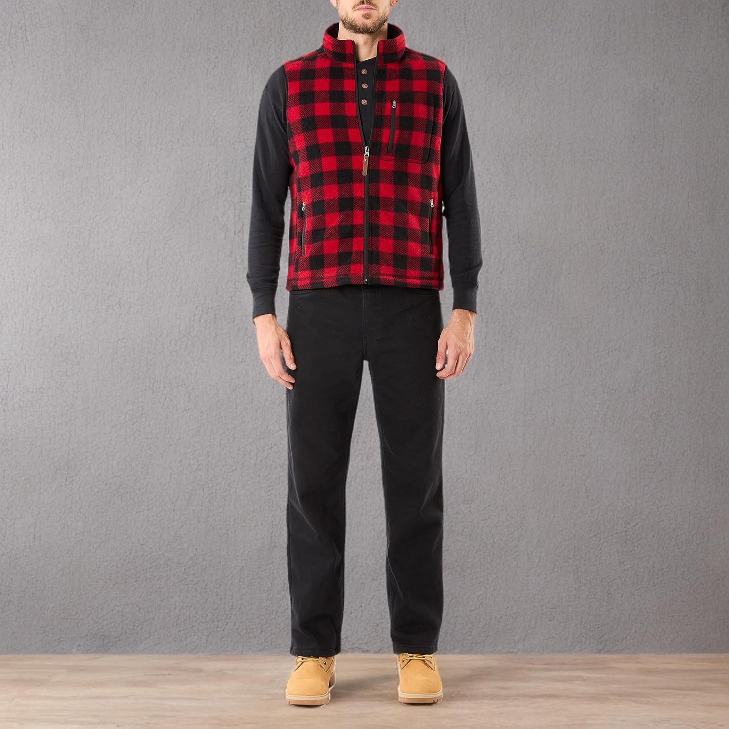 Smith's Workwear mens Sherpa-lined Plaid Micro Polarfleece Jacket With Sherpa Collar - Image 11