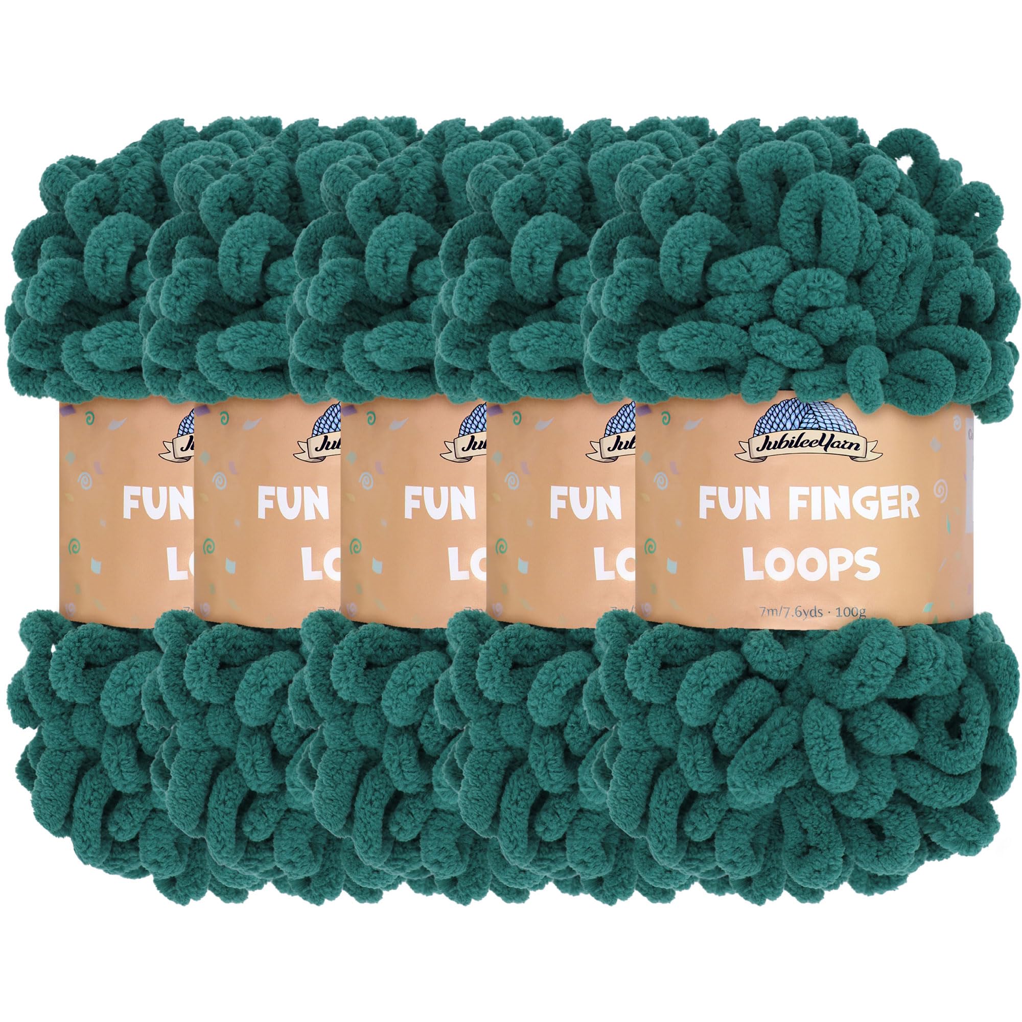 Fil à boucles de doigts Jumbo polyester JubileeYarn Jade, texture dense pour loisirs créatifs