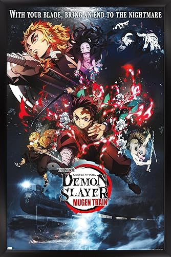 Trends International Demon Slayer: Mugen Train - Póster de collage de una hoja para pared, 22.375 x 34 pulgadas, versión enmarcada en negro