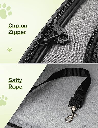 Miniatura 7 de Pecute Bolsa de transporte grande para gatos, bolso de viaje portátil para mascotas con cuenco plegable, tela de malla transpirable, adecuada para