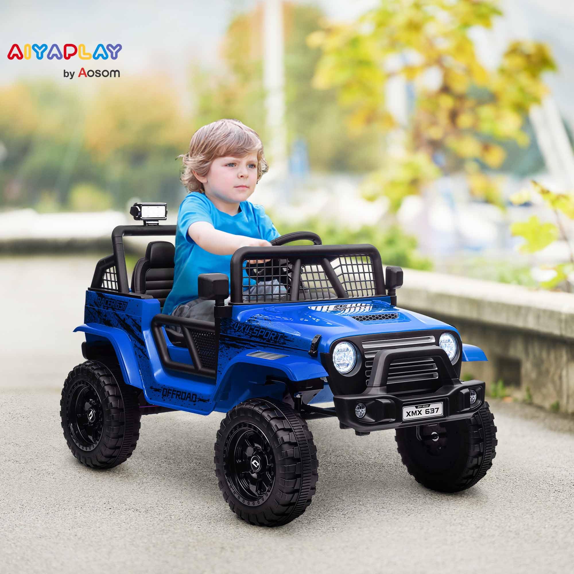 AIYAPLAY Macchina per Bambini Fuoristrada 12V con Doppio Motore Blu