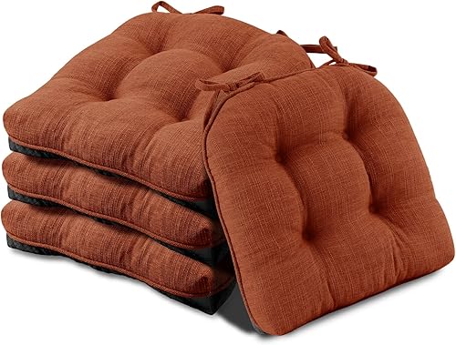 Basic Beyond Cojines para sillas de comedor, 4 unidades, cojines de espuma viscoelástica con lazos y respaldo antideslizante, 15.5 x 15.5 pulgadas,