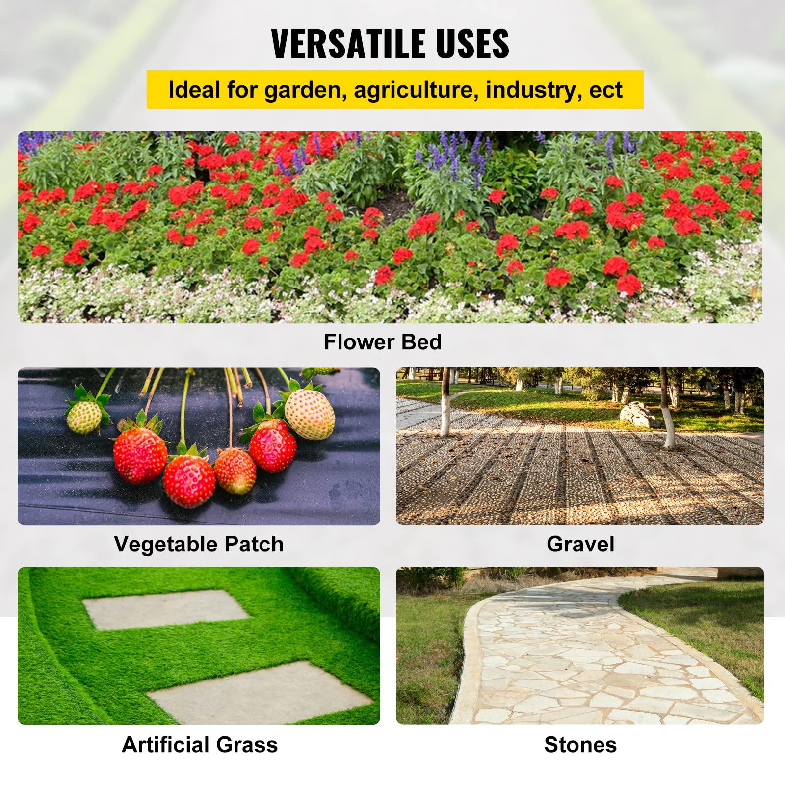 VEVOR - Lona tejida para jardín, 91,4 m x 1,83 m, tela antimalezas, tejido antirrayos UV, 17,8 kg, para callejones de terrazas para evitar malas hierbas y también ideal para pasillos de huertos