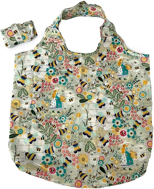 Large Novelty Themed Reusable Eco Roll Up Foldaway Shopping Beach Bag Pouch 60cm x 40cm (Bee Keeper)