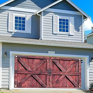 Rustic Barn Door Garage Door Decorations Farmhouse Garage Door Covers Decorative Banner Retro Door Large Countryside Bridal Shower Wedding Party Decoration Hanging Western Garage Buddy Decor,8X6