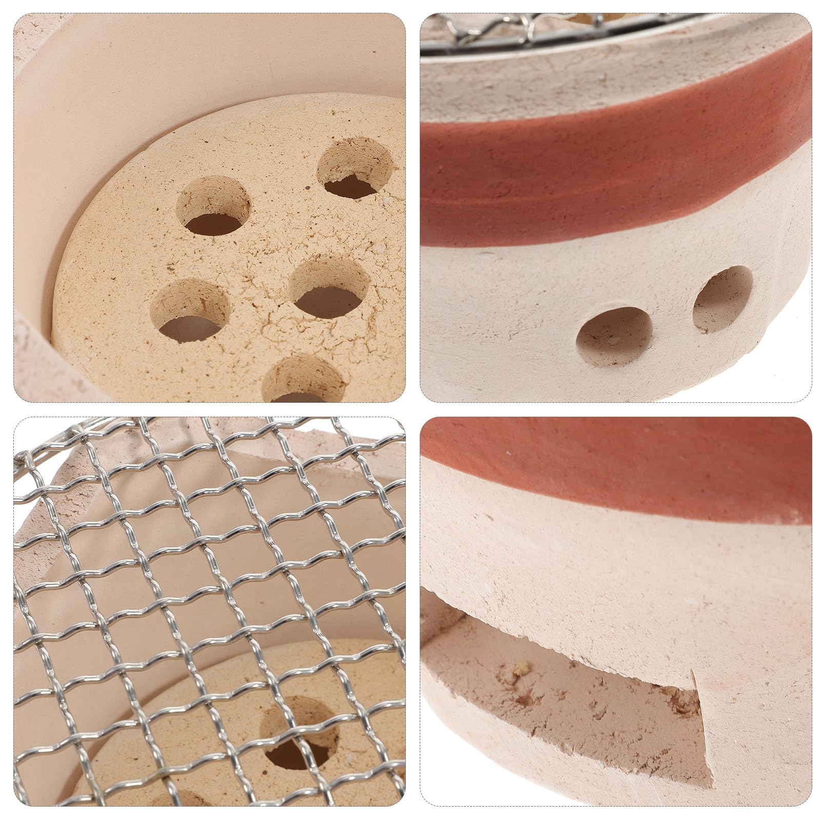 Przenośny mini ceramiczny grill brązowy węgiel drzewny kuchenka z siatką do gotowania na zewnątrz kemping narzędzie do grillowania wielofunkcyjne losowy kolor idealny na pikniki i tailgating