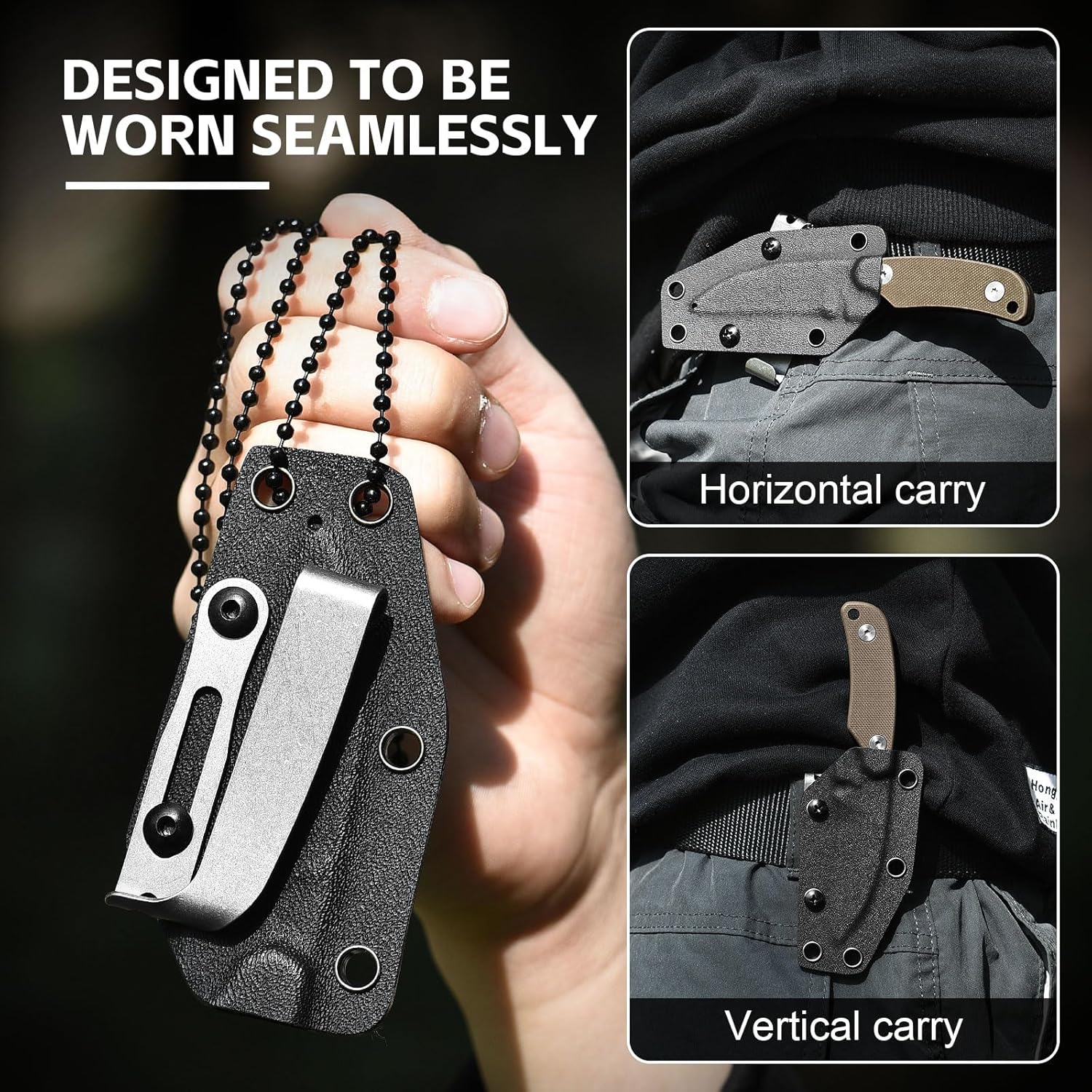 Small Neck knife with Sheath, Full Tang Fixed Blade Knife with D2 Steel Blade, G10 Handle, Ergonomic Design for EDC, Camping, Hiking, and Survival - Image 6