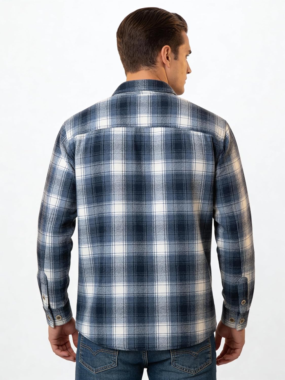 Raven & Finch Men's Flannel Shirts Casual Button Down Plaid Shirt Jacket Long Sleeve Fleece Shacket with Pockets - Image 3