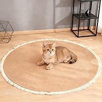 Xanadued Cotton Rope Cat Scratch Rug - Washable Boho Braided Round Area Rug, Soft Stylish Floor Protector for Cats